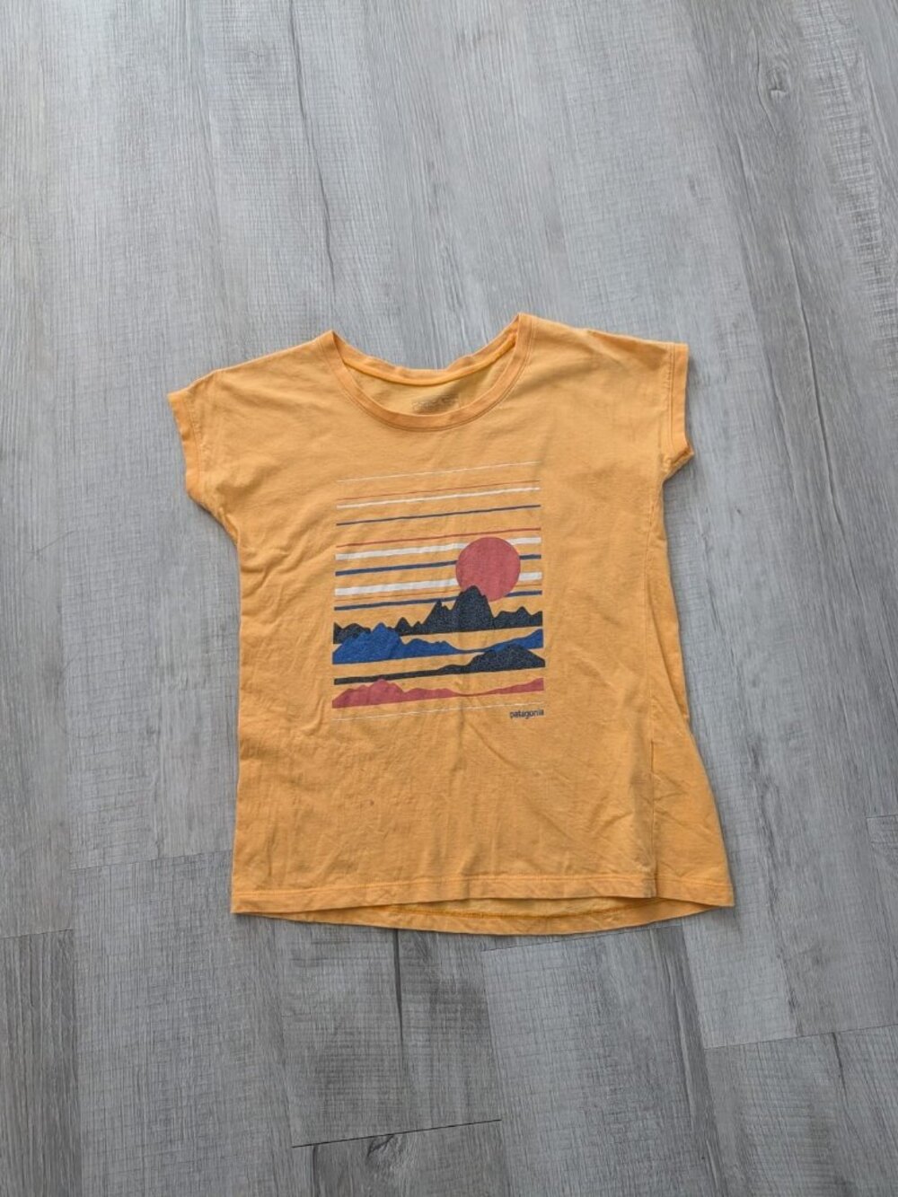 Patagonia Girls 14 Orange Sunset Organic Cotton T Shirt Top